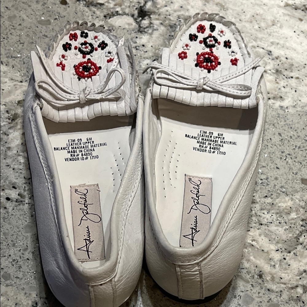 Adrian Dilafield White Leather White Moccasins Size 6 - Picture 4 of 10